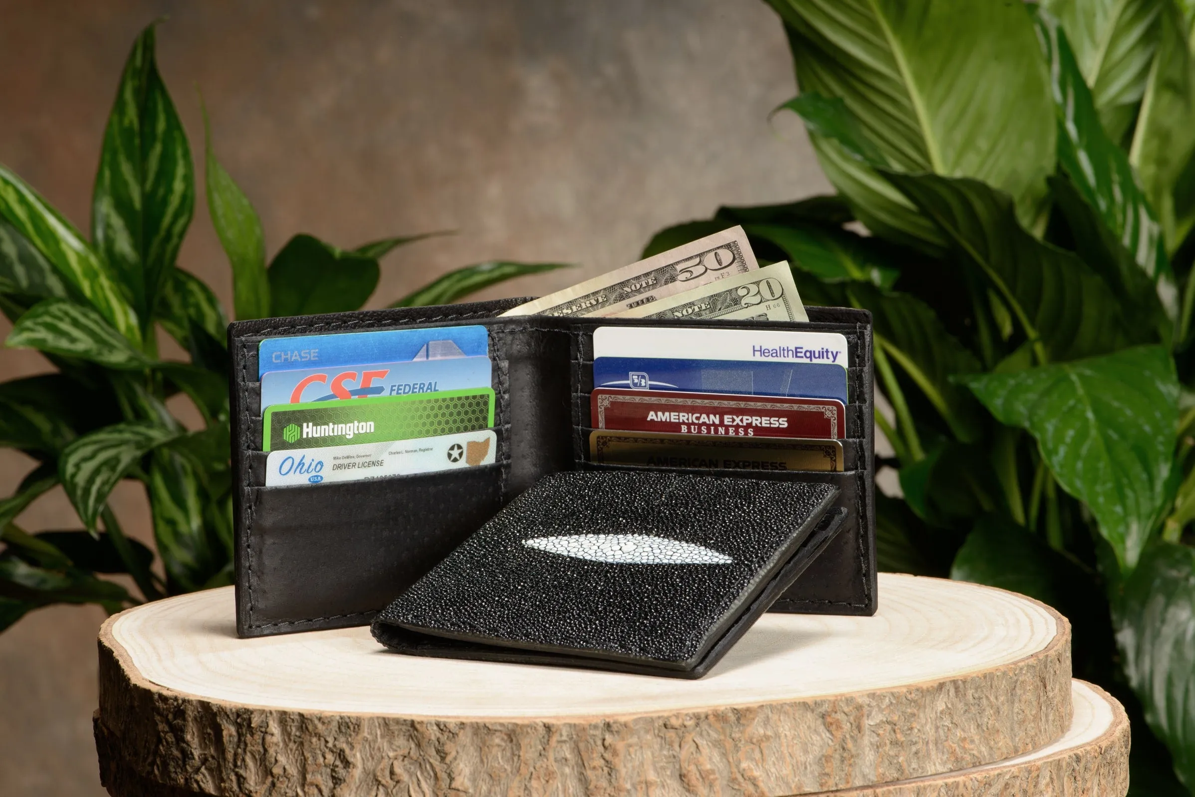 Black Stingray Bifold Wallet