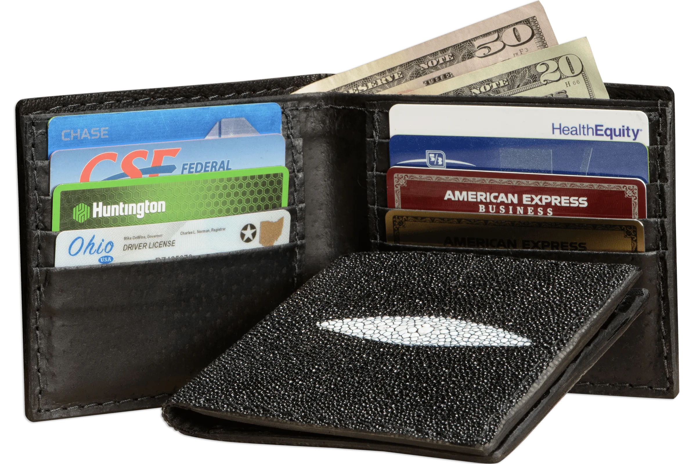 Black Stingray Bifold Wallet