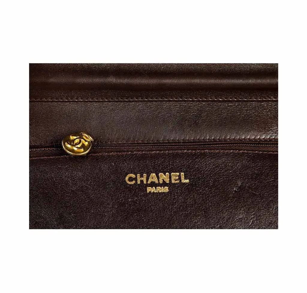 Chanel Brown Crocodile Vintage Flap Shoulder Bag