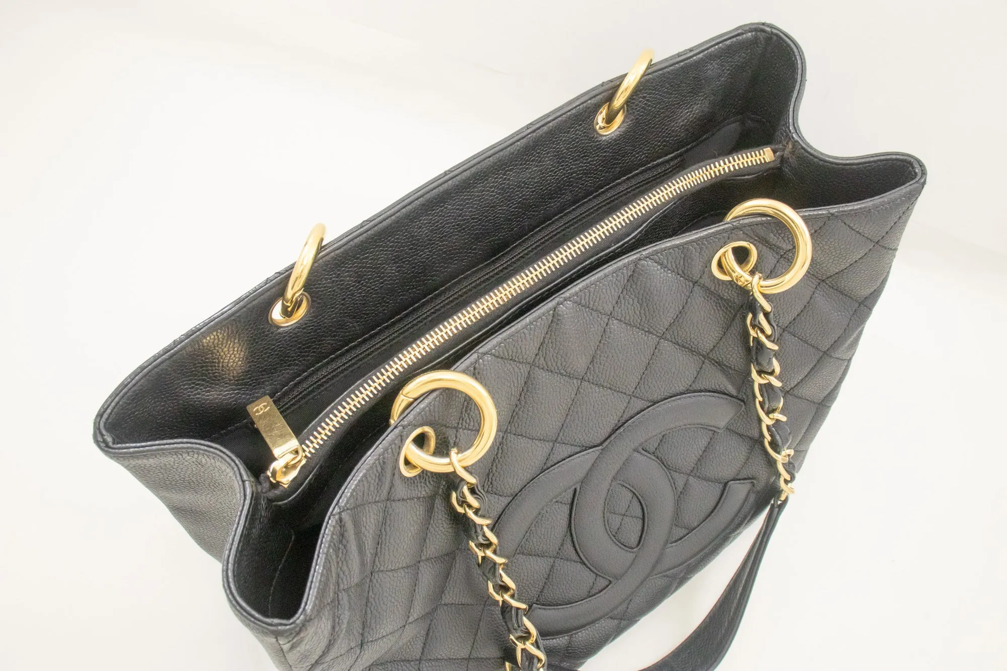 CHANEL Caviar GST 13" Grand Shopping Tote Chain Shoulder Bag Black m11