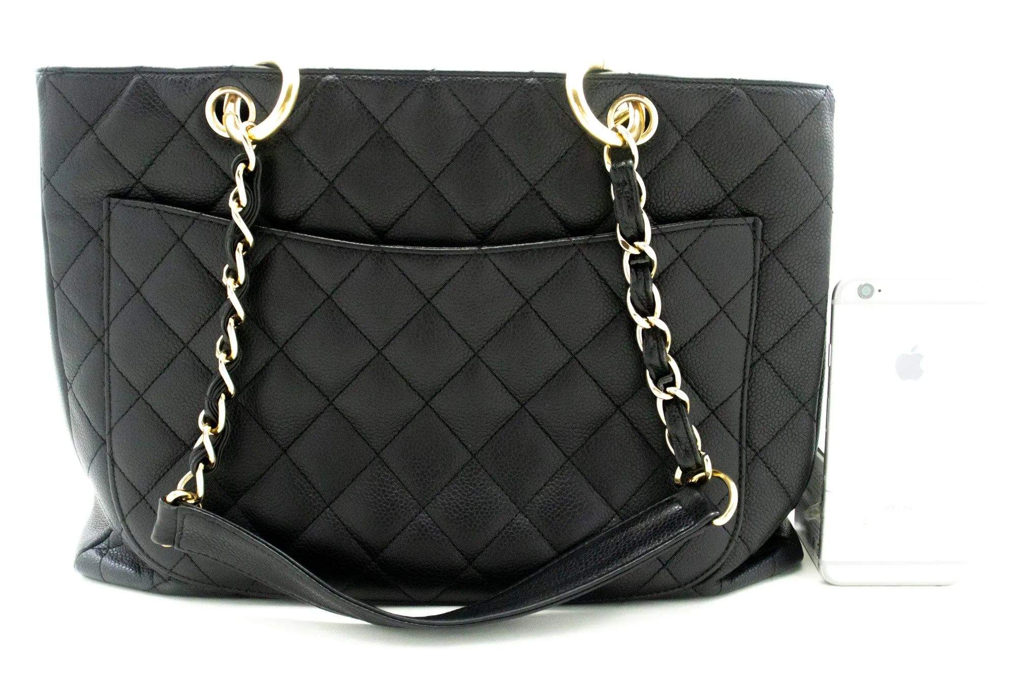 CHANEL Caviar GST 13" Grand Shopping Tote Chain Shoulder Bag Black m11