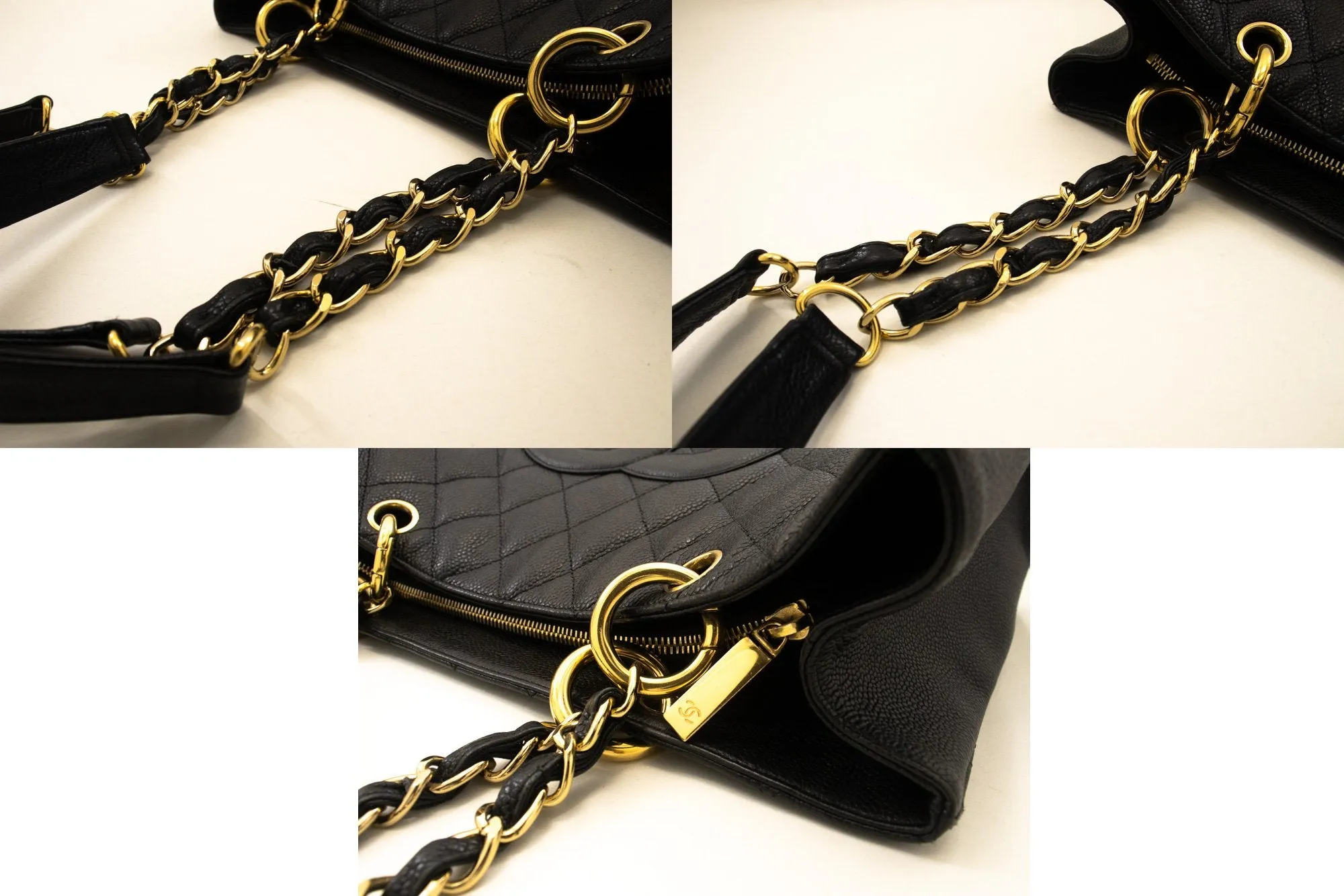 CHANEL Caviar GST 13" Grand Shopping Tote Chain Shoulder Bag Black m11