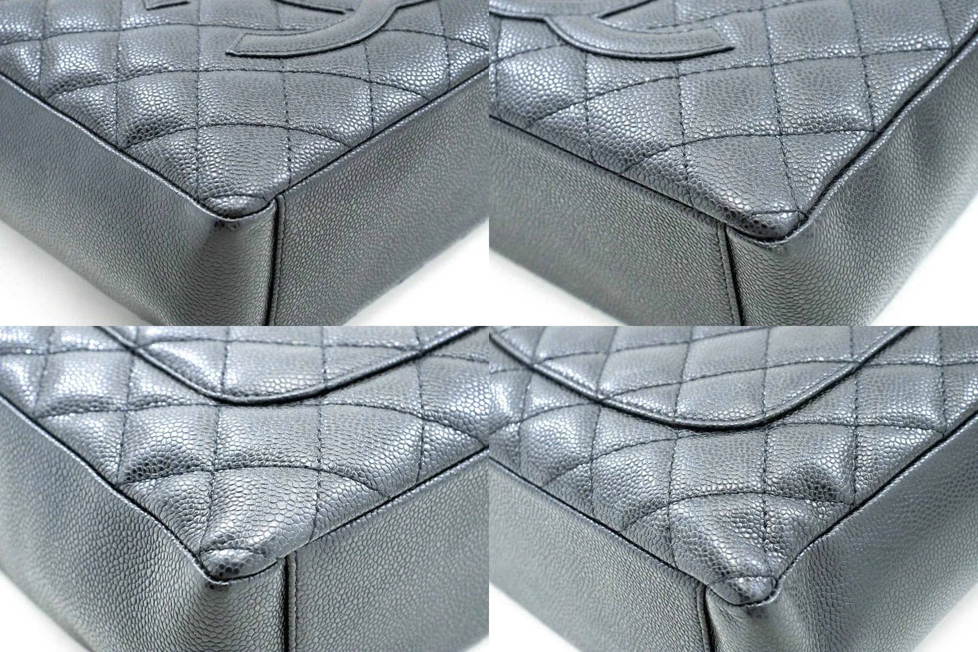 CHANEL Caviar PST Chain Shoulder Bag Shopping Tote Black Quilted n51