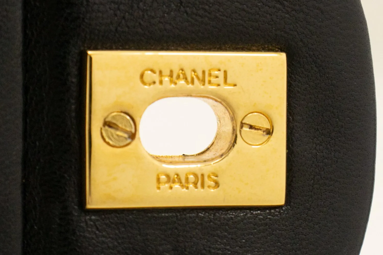 CHANEL Classic Double Flap 10" Chain Shoulder Bag Black Lambskin m98