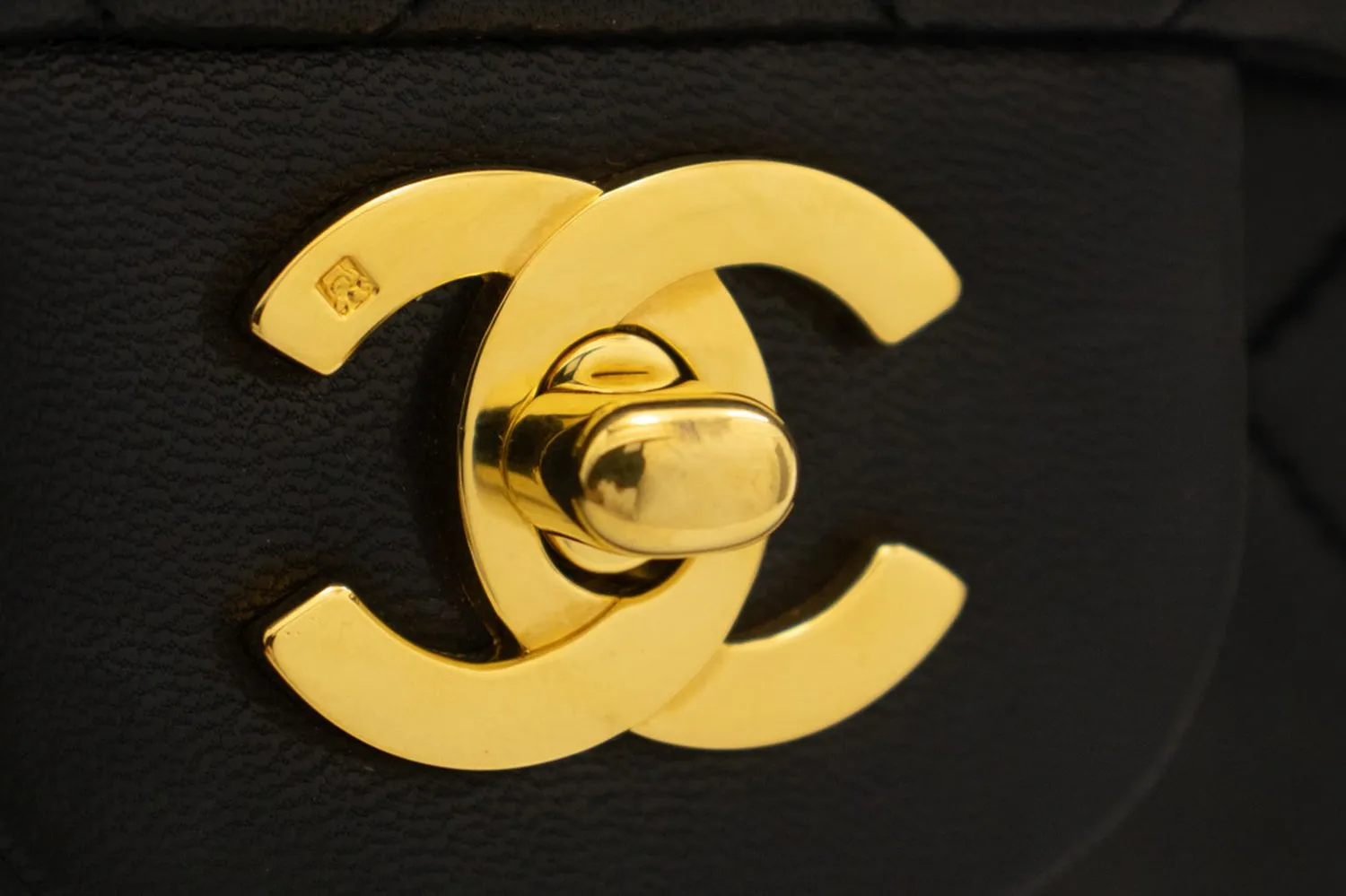 CHANEL Classic Double Flap 9" Chain Shoulder Bag Black Lambskin L39