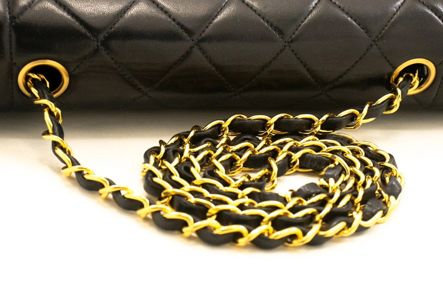 CHANEL Diana Flap Chain Shoulder Bag Black Quilted Lambskin Purse n74
