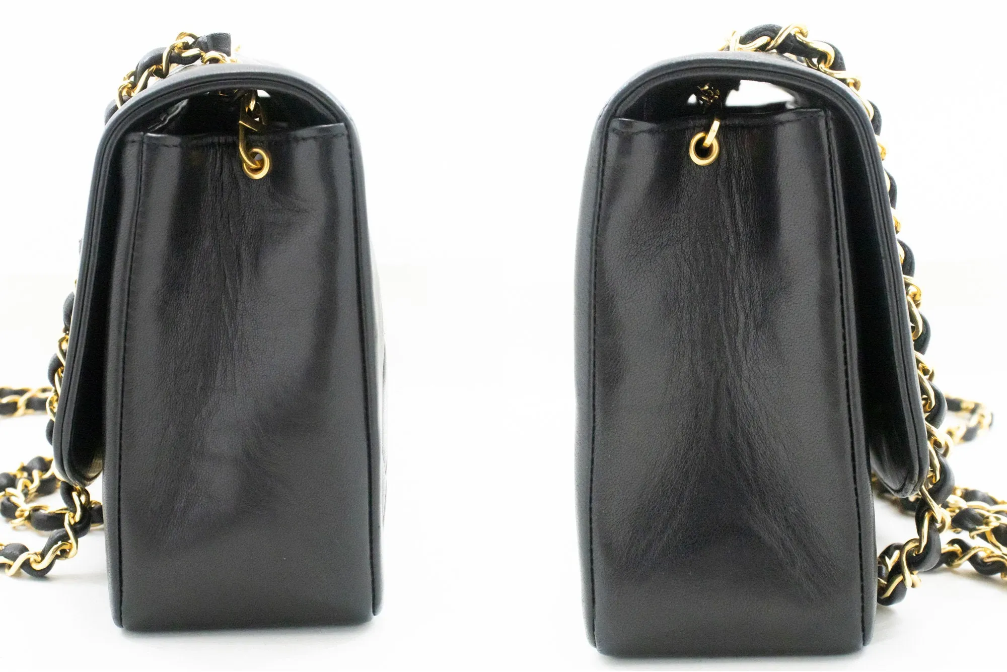 CHANEL Diana Flap Chain Shoulder Bag Black Quilted Lambskin Purse n76