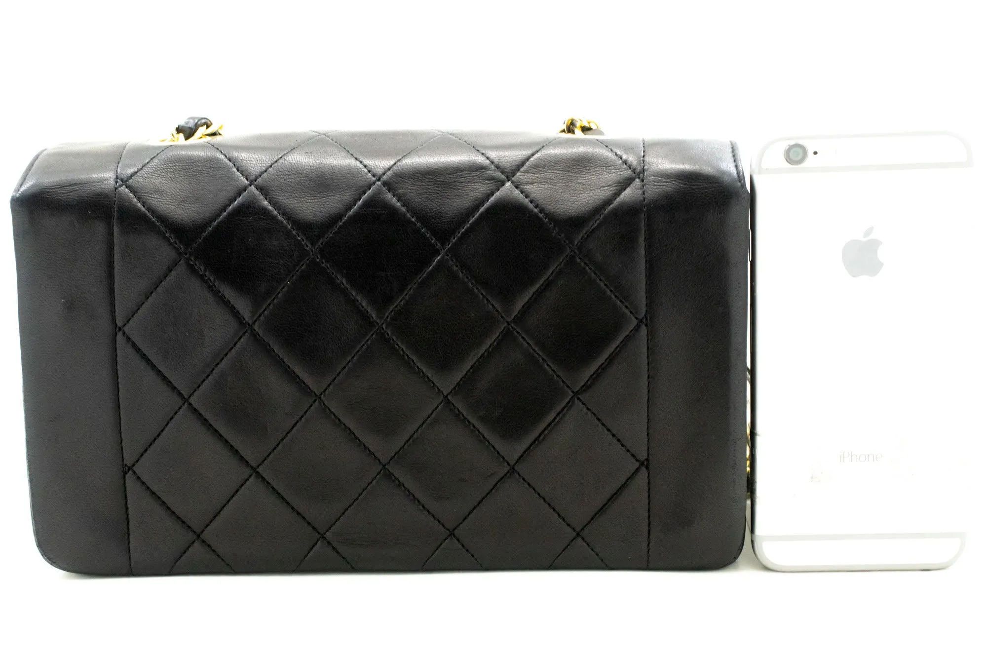 CHANEL Diana Flap Chain Shoulder Bag Black Quilted Lambskin Purse p35