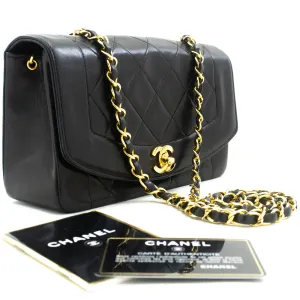 CHANEL Diana Flap Chain Shoulder Bag Black Quilted Lambskin Purse p35
