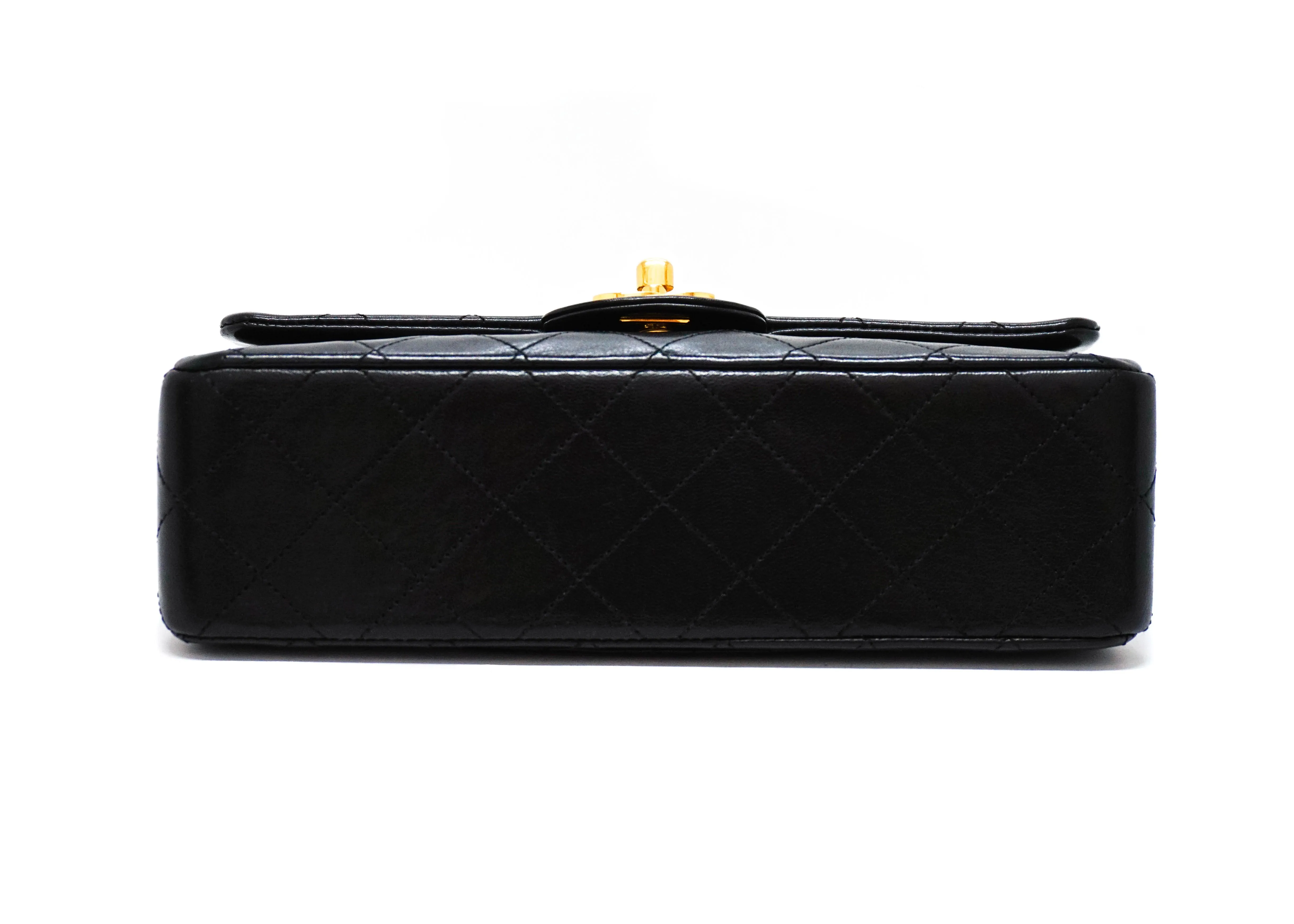 Chanel Vintage Black Lambskin Small Classic 2.55 9” Flap Bag
