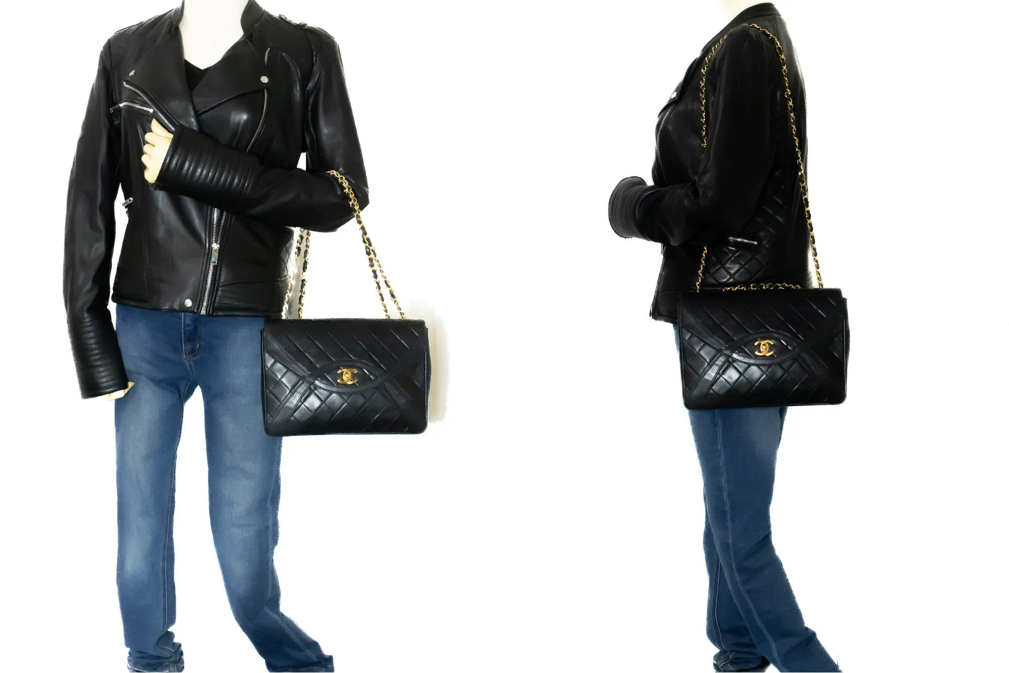 CHANEL Vintage Classic Chain Shoulder Bag Single Flap Quilted Lamb L11