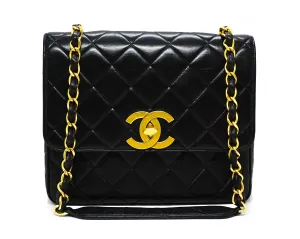 Chanel Vintage Rare Black Lambskin XL CC Flap Bag