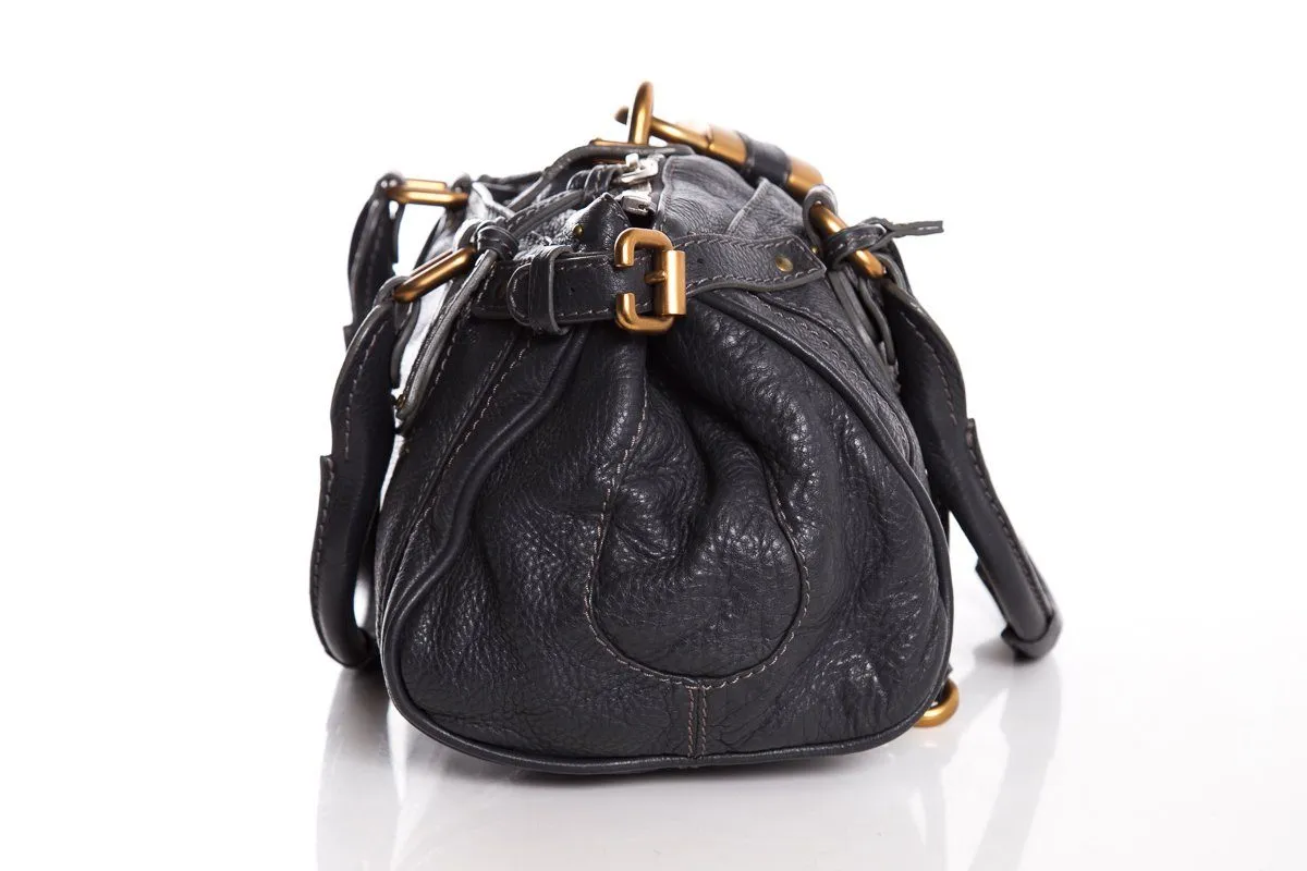 Chloé Midnight Navy Leather Pad-Lock Large Shoulder Bag
