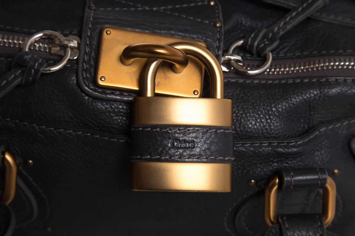 Chloé Midnight Navy Leather Pad-Lock Large Shoulder Bag