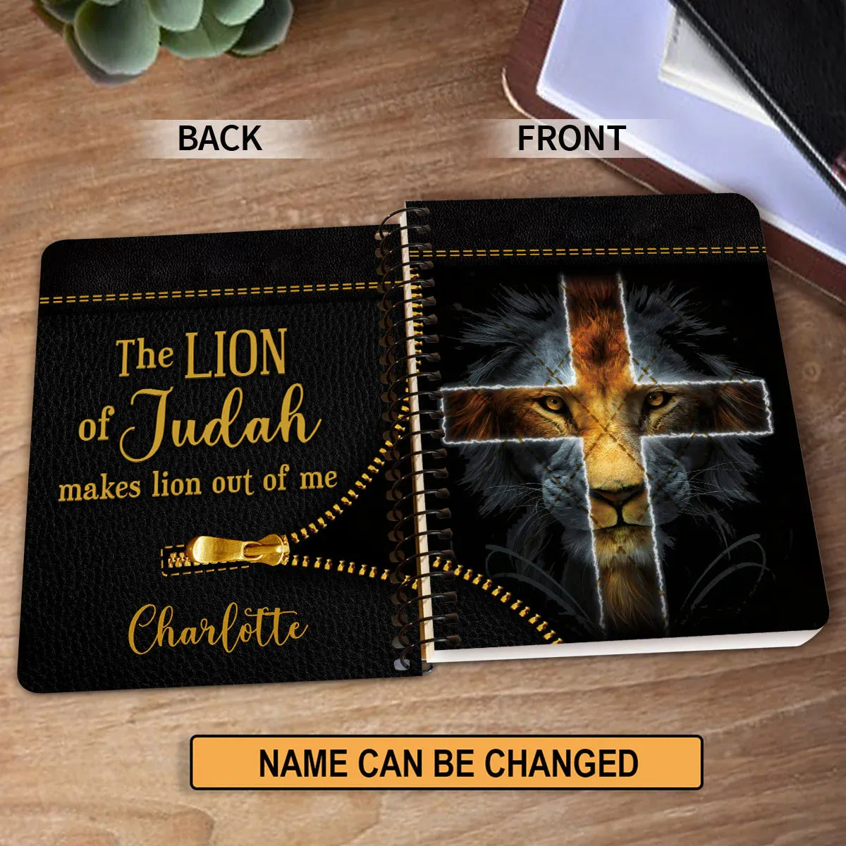 Christianart Spiral Journal, The Lion Of Judah, Personalized Spiral Journal, Jesus Spiral Journal.