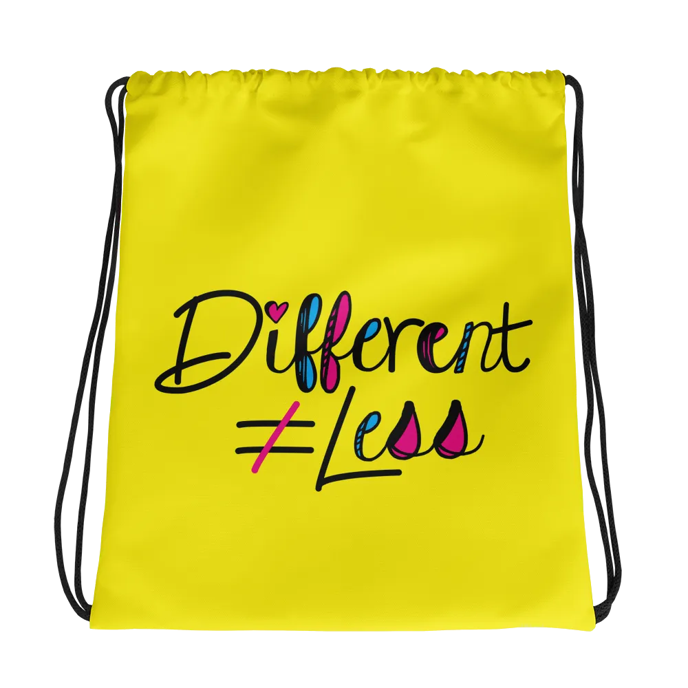 Different Does Not Equal Less (As Seen on Netflix's Raising Dion) Yellow Drawstring Bag