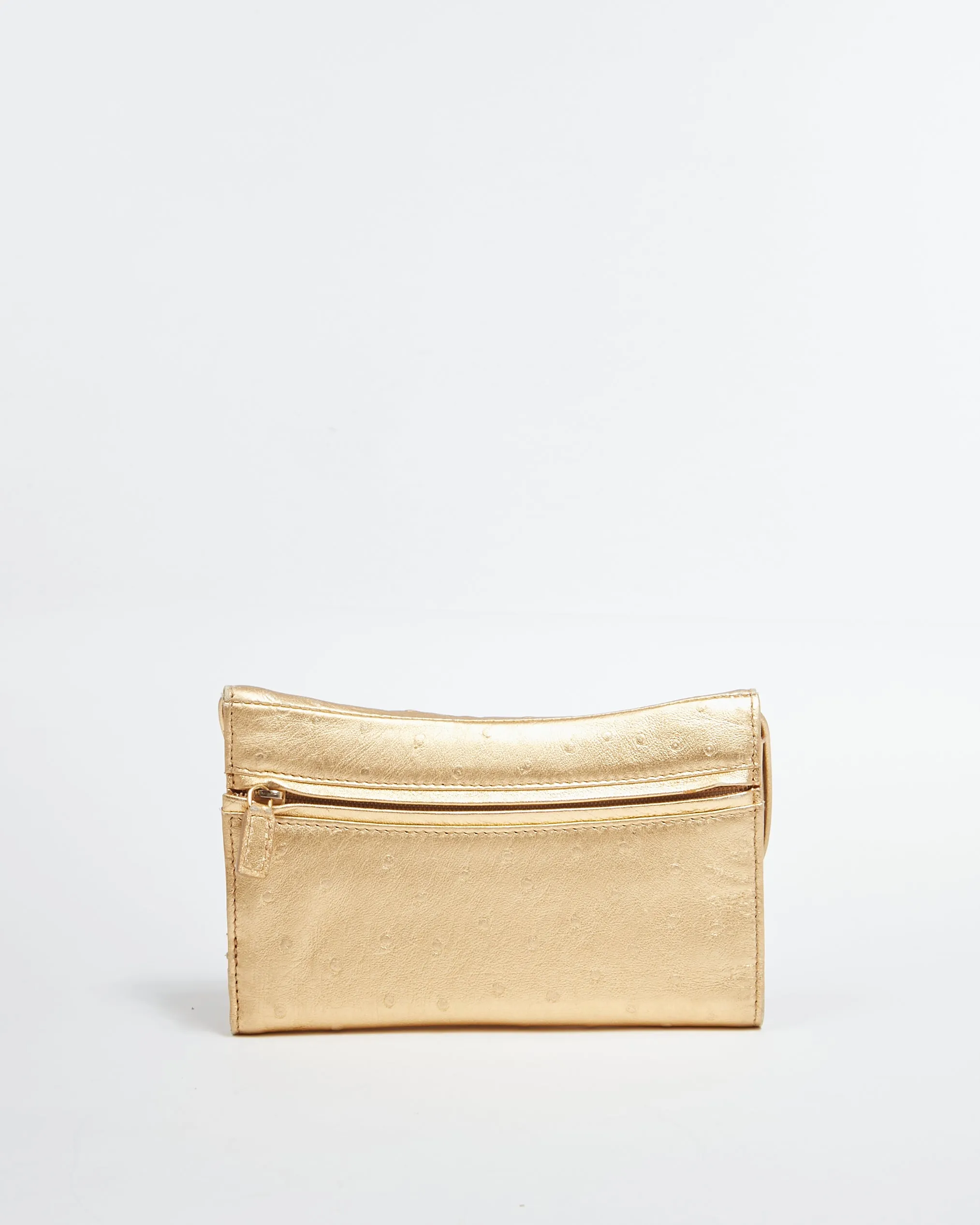 Dior Gold Embossed Leather Saddle Wallet