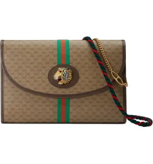 Gucci Rajah Monogram Web Shoulder Bag in Brown