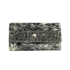 Kacey Wallet - Salt/Pepper w/ Smokeshow Croc