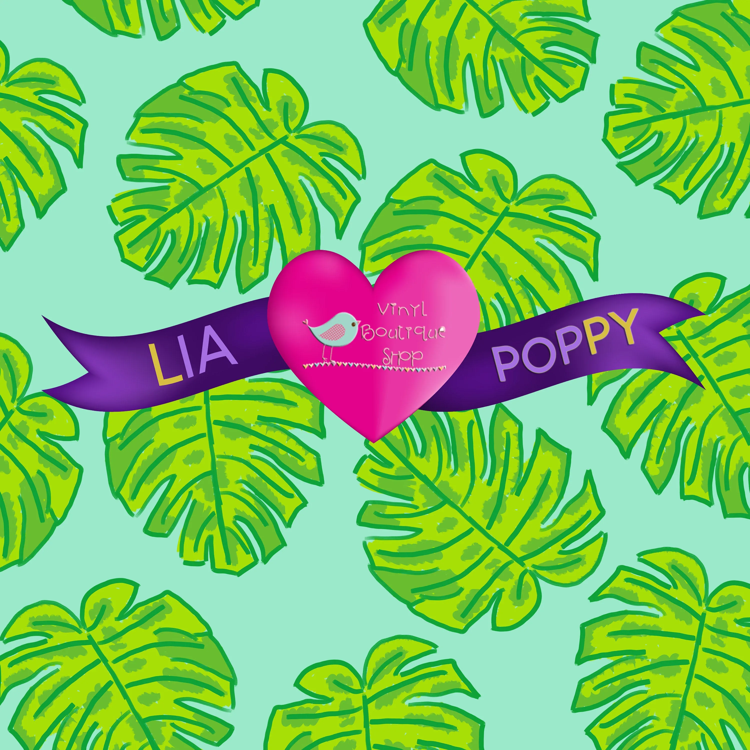 Leaves Green Lia Poppy Vinyl Sheet LPY-39