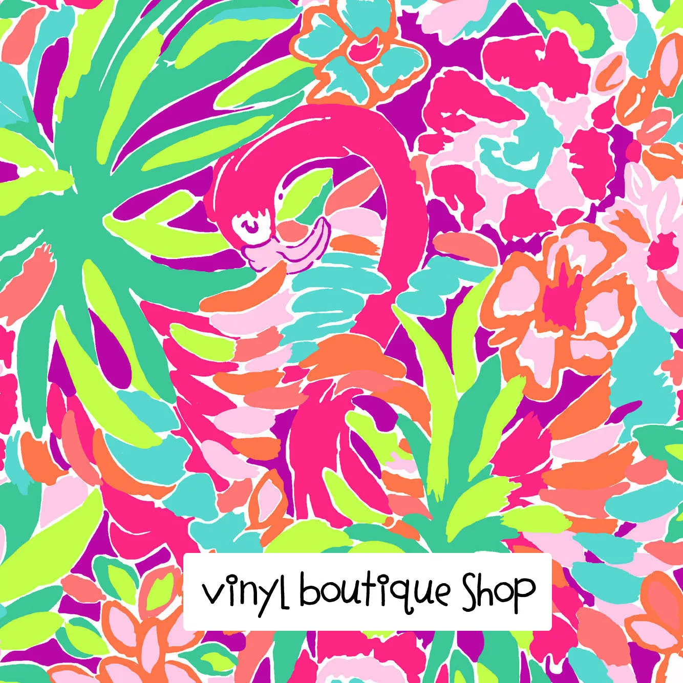 Lulu Flamingo Bird Lilly Inspired Printed Patterned Craft Vinyl