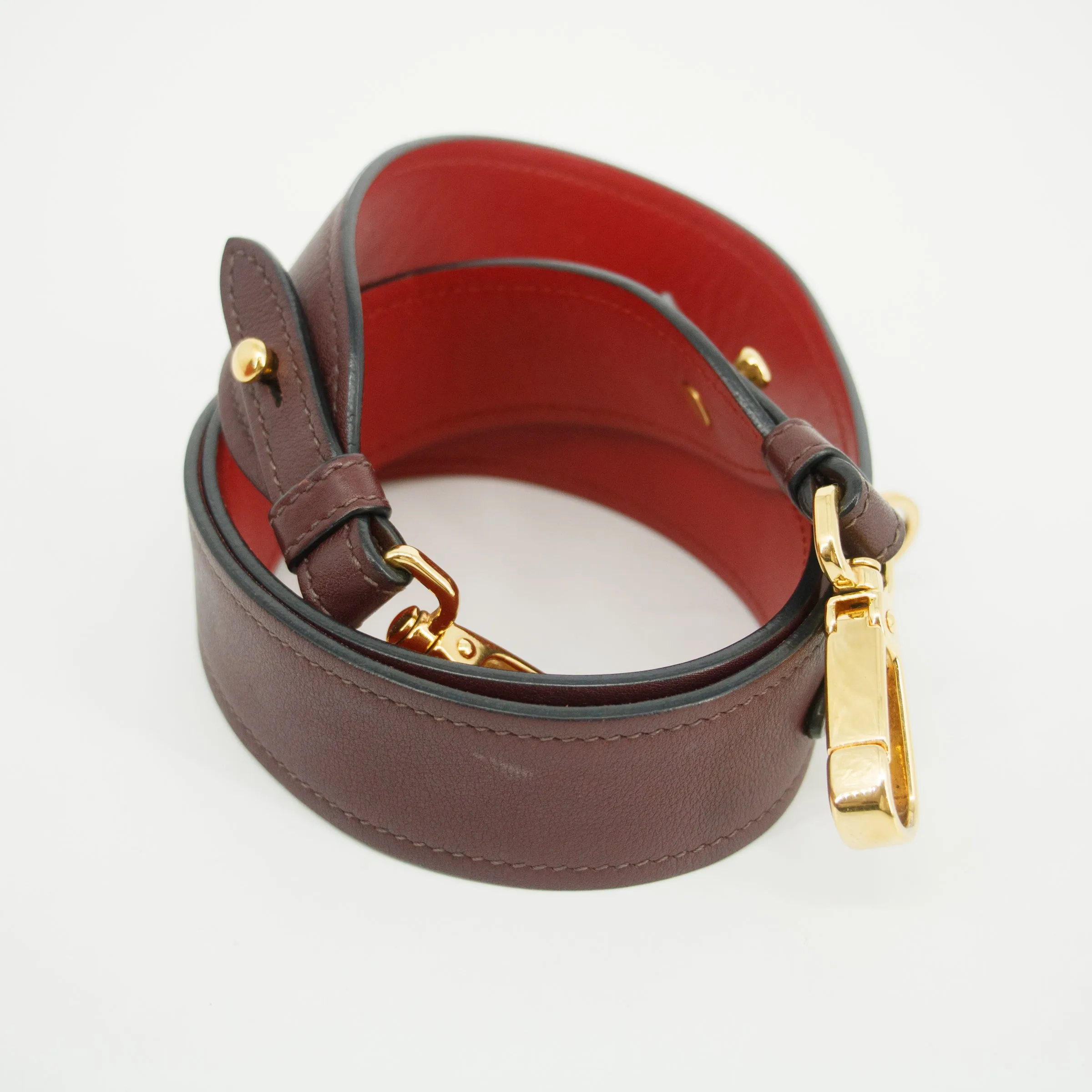 Prada Calfskin Bicolor Red x Burgundy Shoulder Bag #2936