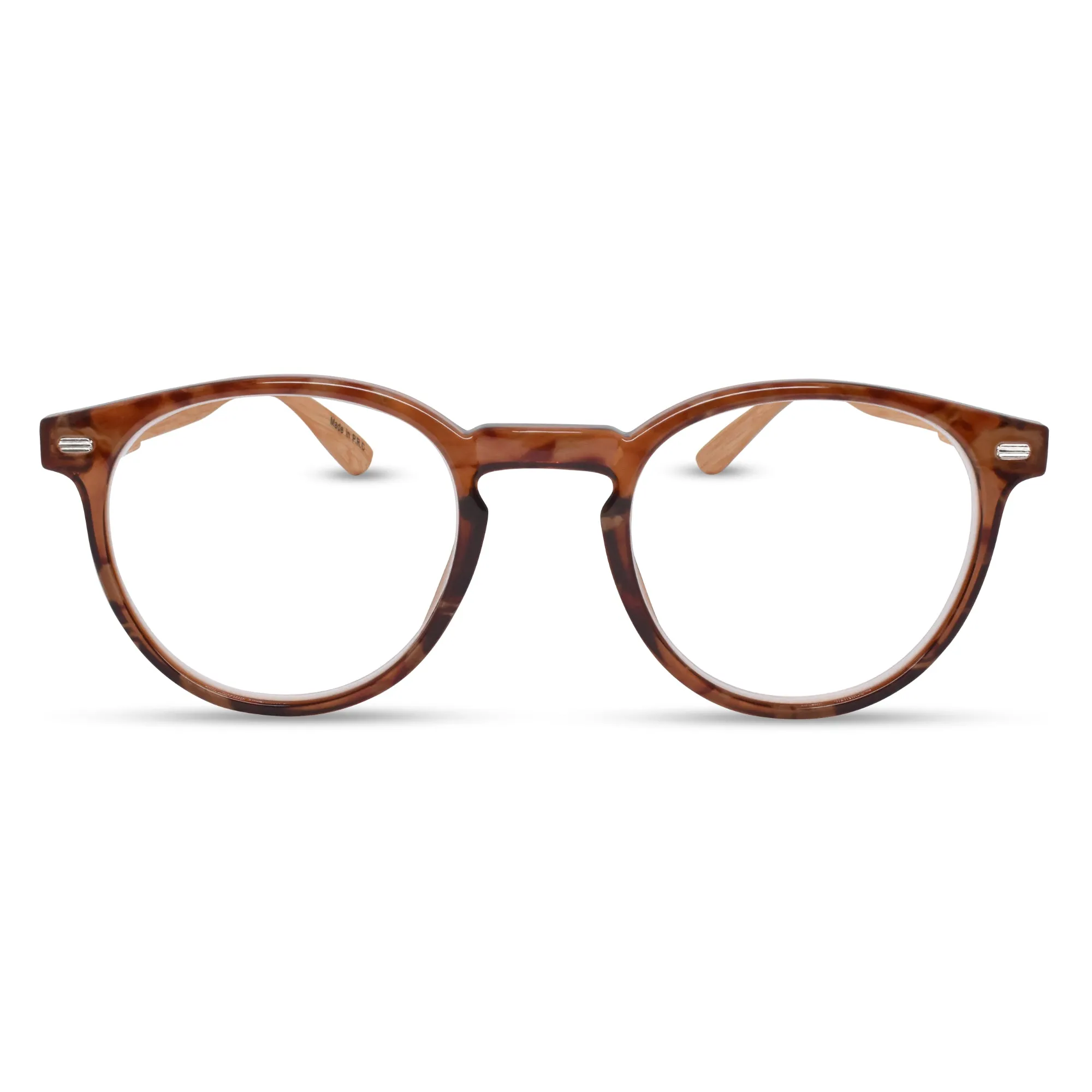Round Shape Bamboo Frame Reading Glasses R-923