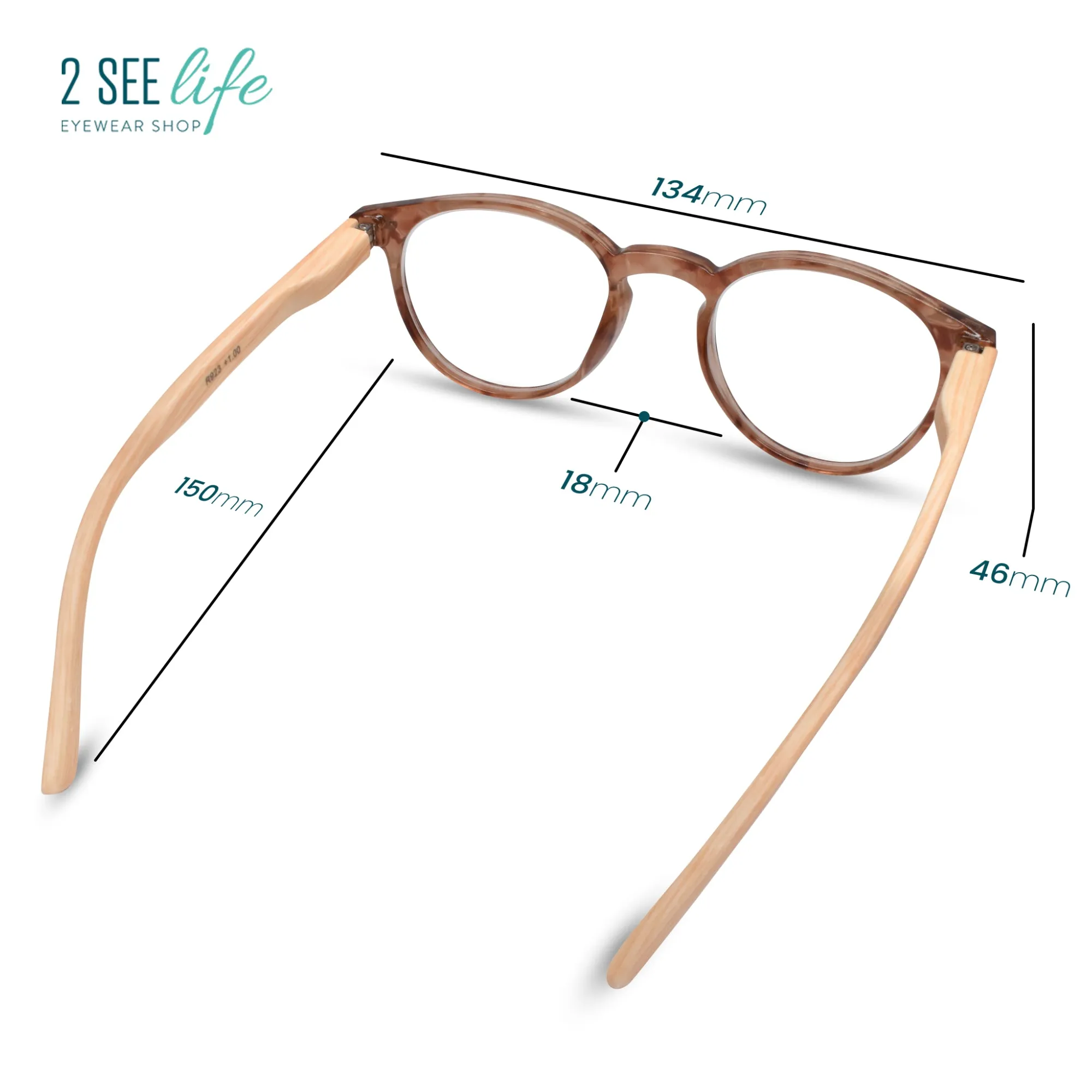 Round Shape Bamboo Frame Reading Glasses R-923