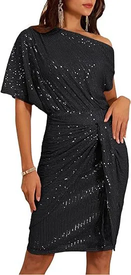 Shiny off-shoulder dress