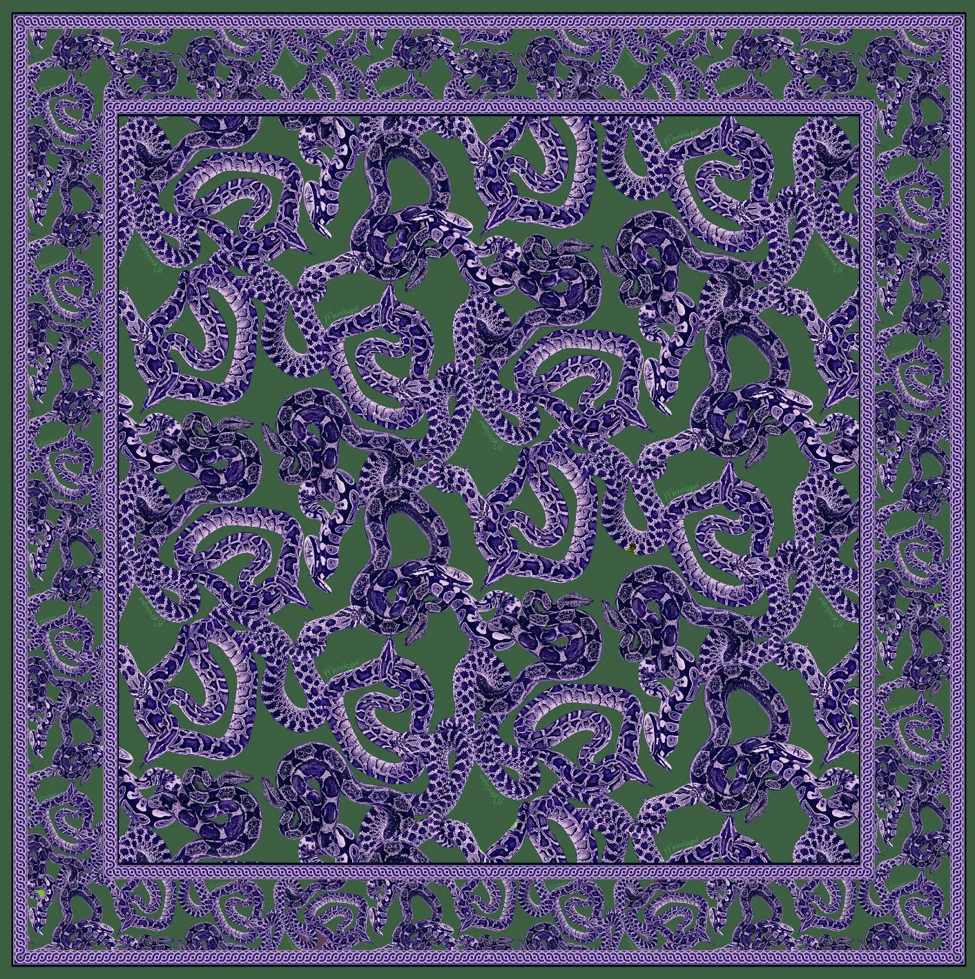 Snake Silk Scarf - Purple x Emerald (PREORDER)