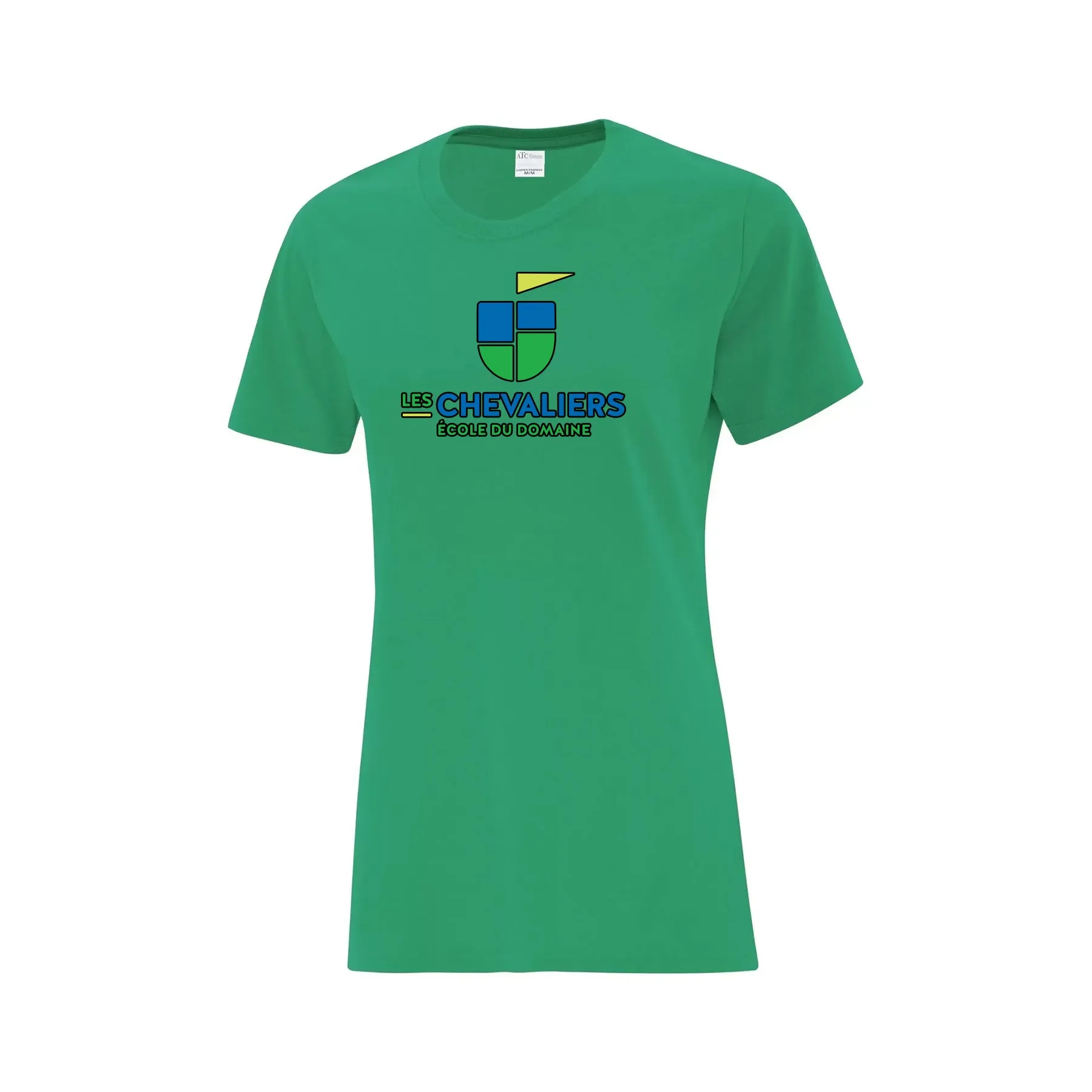 T-shirt de coton vert kelly - logo devant - École du Domaine