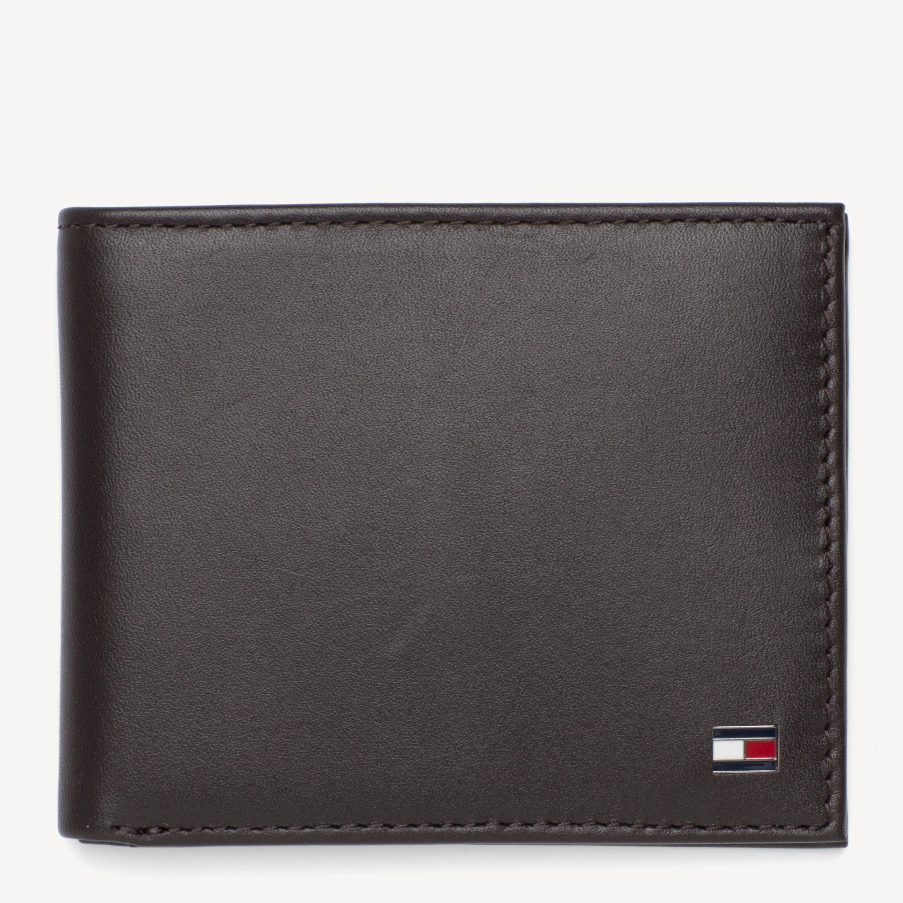 Tommy Hilfiger Eton Small Embossed Bifold Wallet - Brown Leather