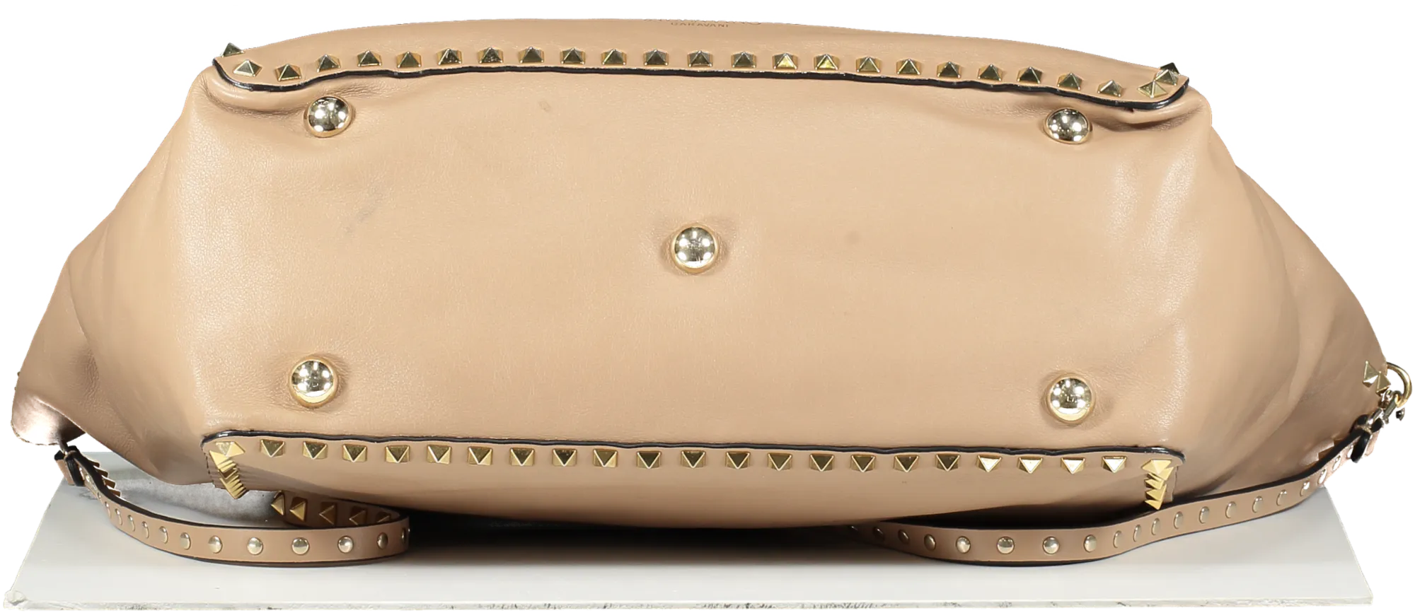 Valentino Garavani Beige Rockstud Shopper Tote Bag