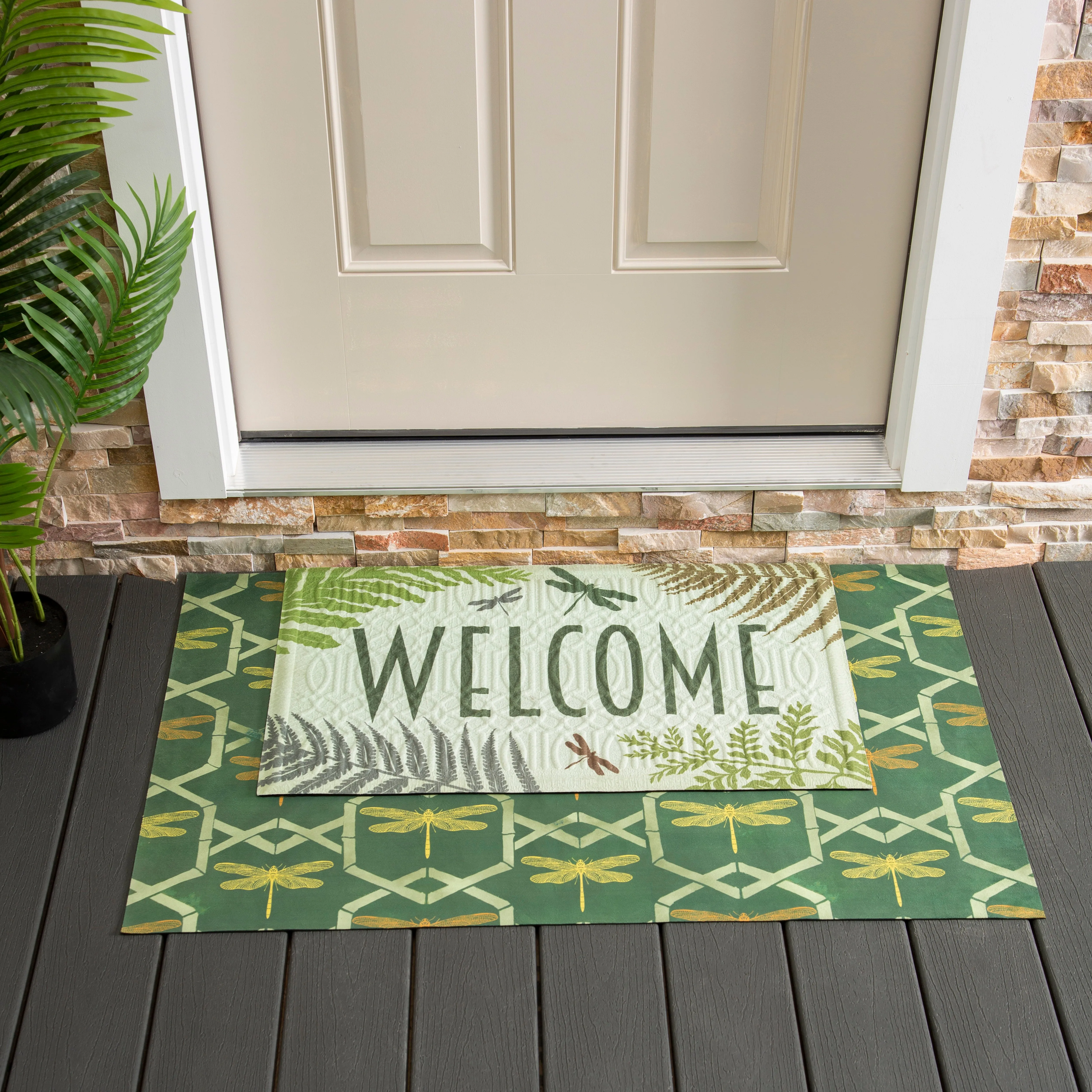 Welcome Dragonfly Embossed Floor Mat,41em2638