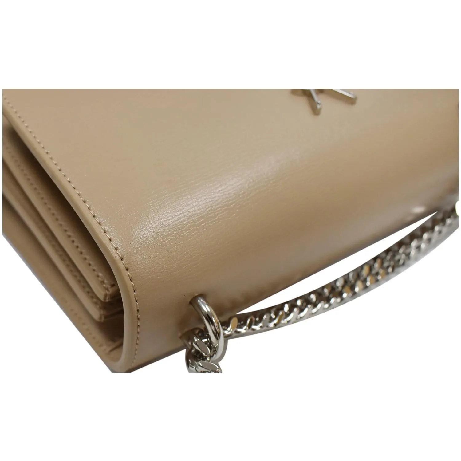 YVES SAINT LAURENT Monogram Sunset Medium Leather Shoulder Bag Beige